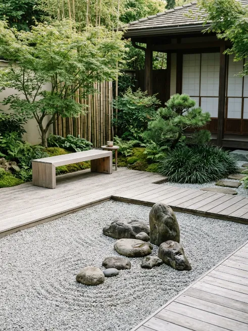 Design a zen garden patio