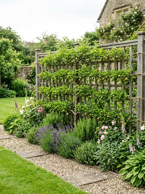 Espaliered fruit tree fence