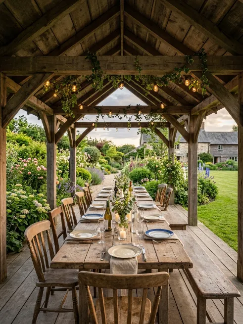 Farmhouse style dining pavilion
