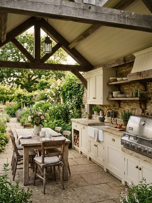 Farmhouse style outdoor kitchen