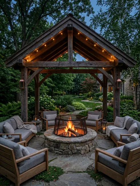 Fire pit pavilion
