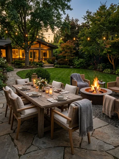 Fire pit and dining combo