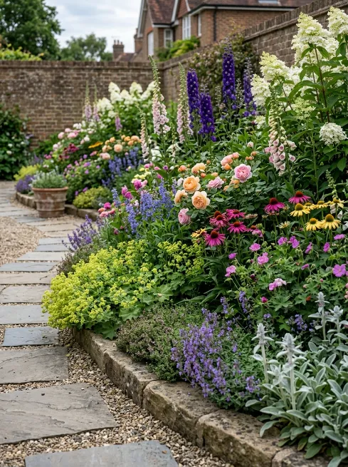 Flower beds with layered heights