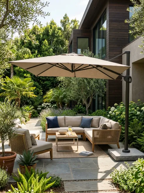 Freestanding cantilever umbrella