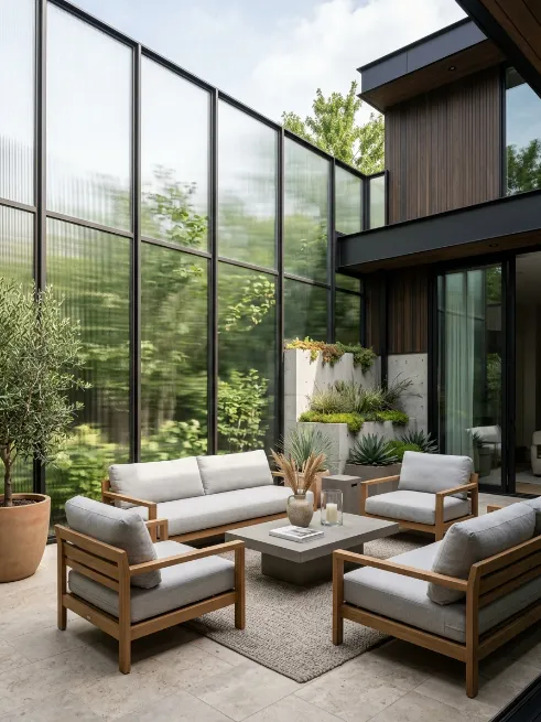 Frosted or textured glass panels