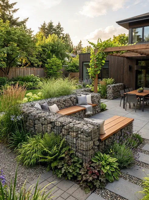 Gabion walls for a modern look