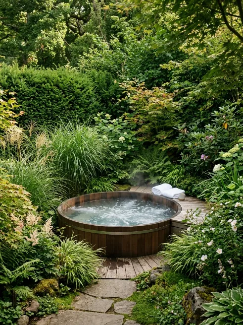 Garden hot tub retreat
