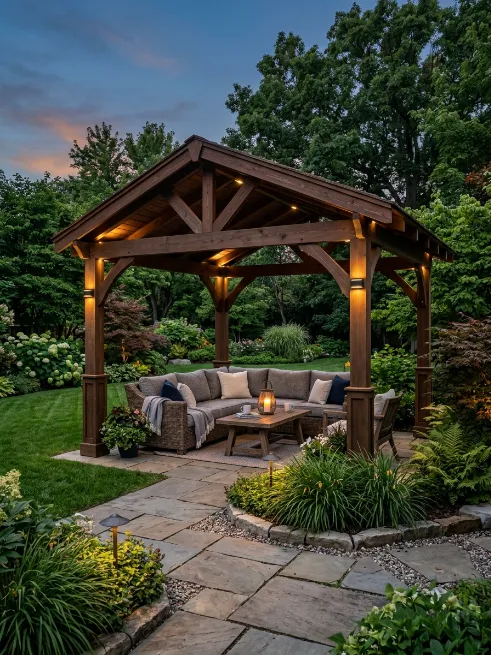 Gazebo with solar lighting