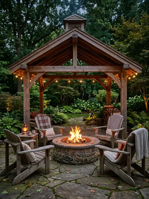Gazebo with a fire pit