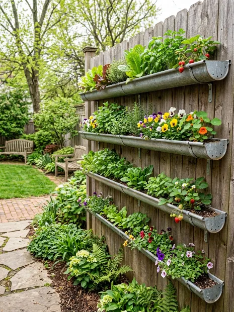 Hanging gutter garden
