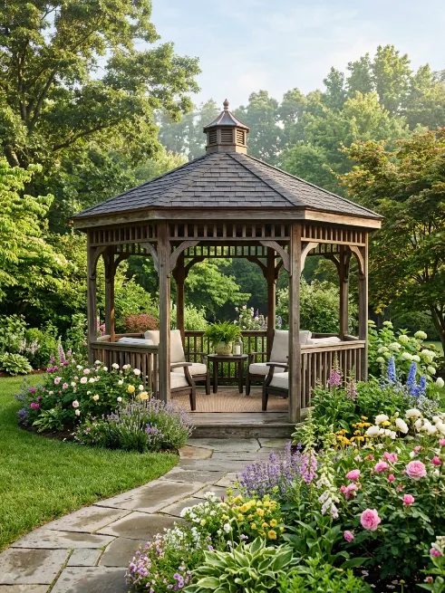Hexagonal garden gazebo