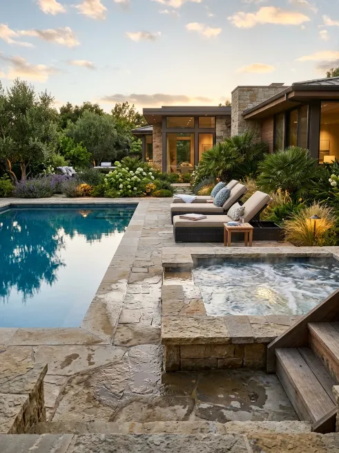 Hot tub next to the pool