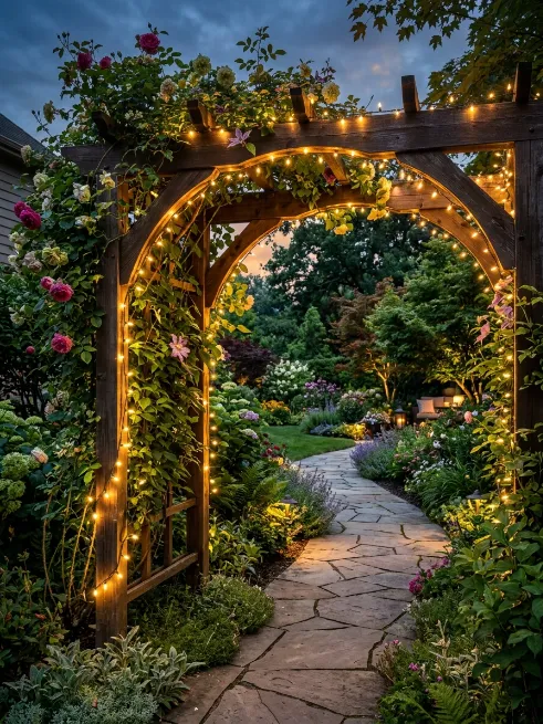 Install a lighted arbor entrance