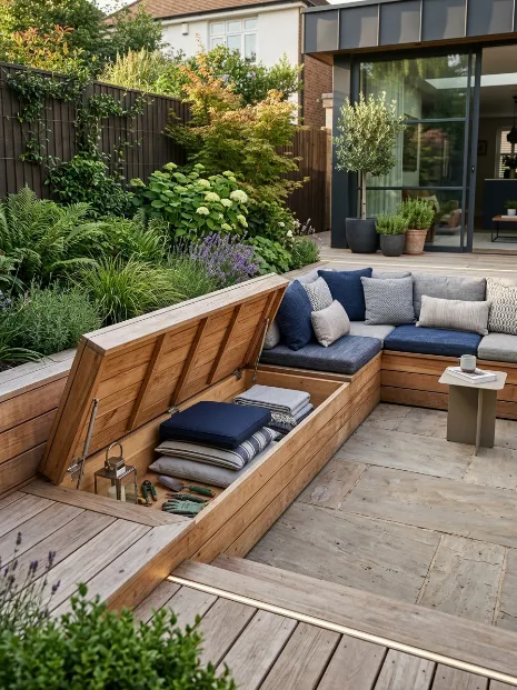 Install built in bench seating with storage underneath