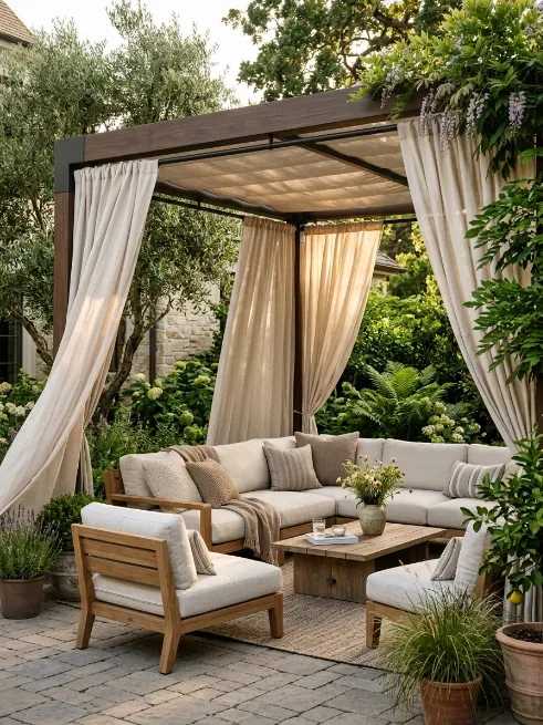 Install outdoor curtains
