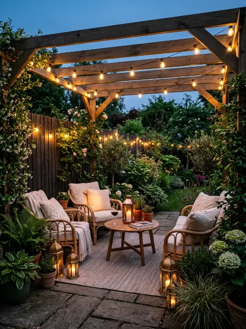 Install string lights or lanterns