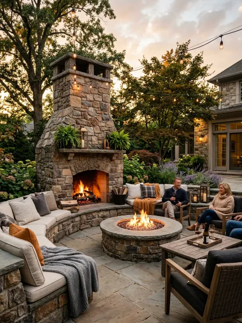 Install a fire pit or fireplace