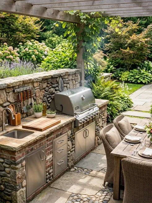 Install a fire safe grill station