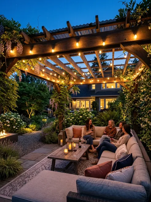 Install a pergola with string lights