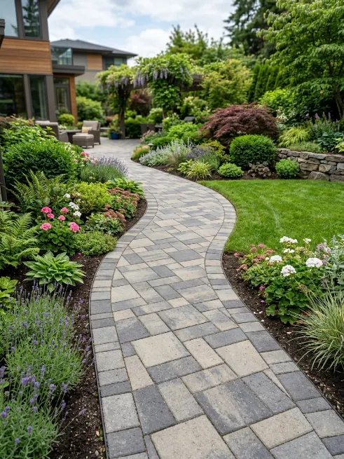 Interlocking paver path