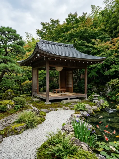 Japanese inspired garden gazebo