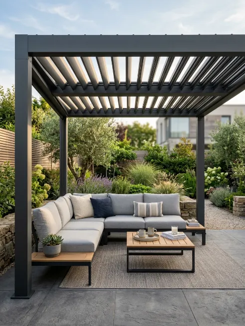 Louvered roof aluminum pergola