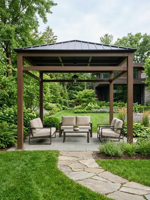 Metal and steel gazebo