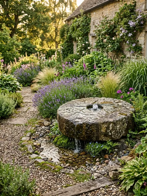 Millstone fountain