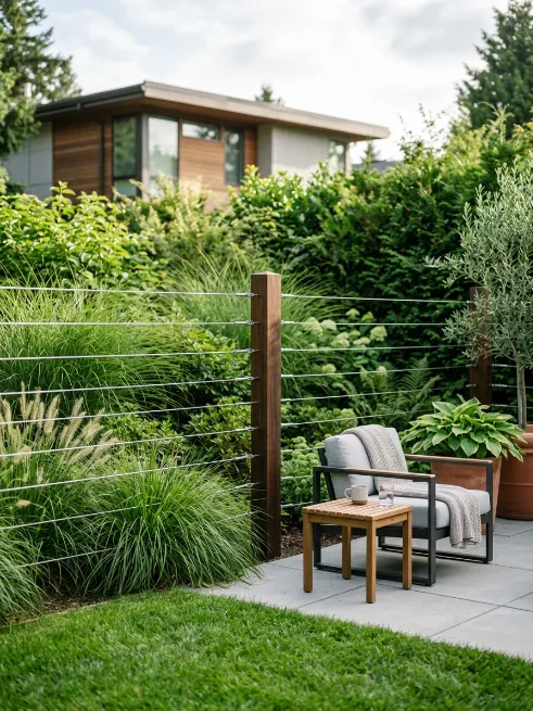Minimalist cable rail fence