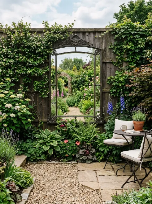 Mirror magic on a garden wall