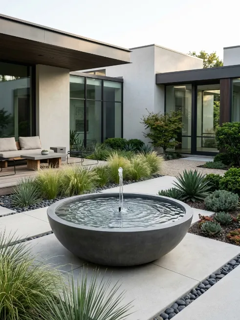 Modern concrete fountain
