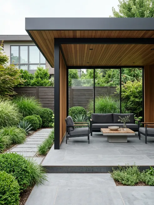 Modern flat roof pavilion