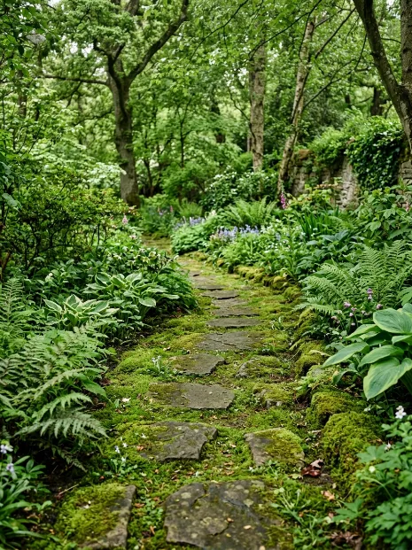 Moss covered stone path