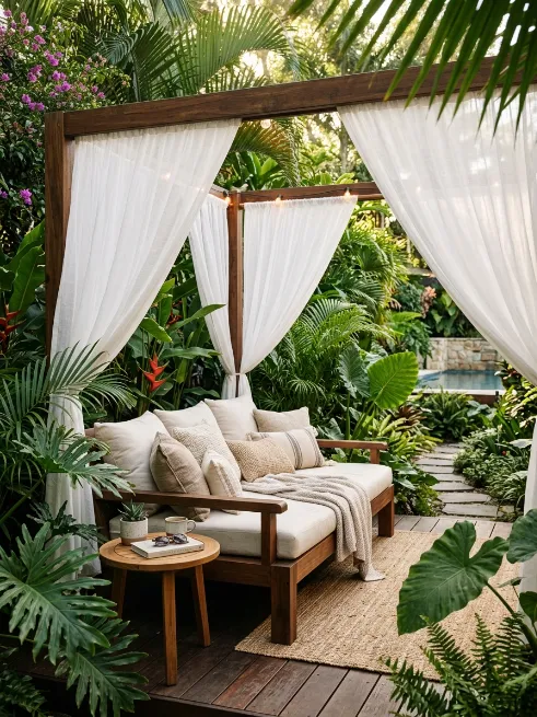 Outdoor daybed canopy combo