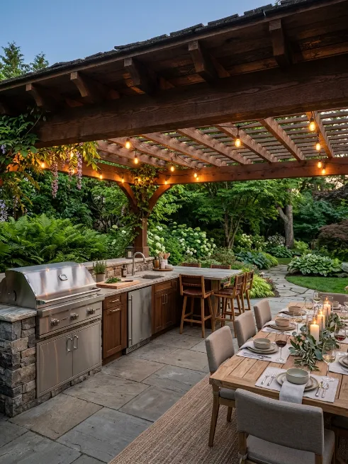 Outdoor kitchen pergola