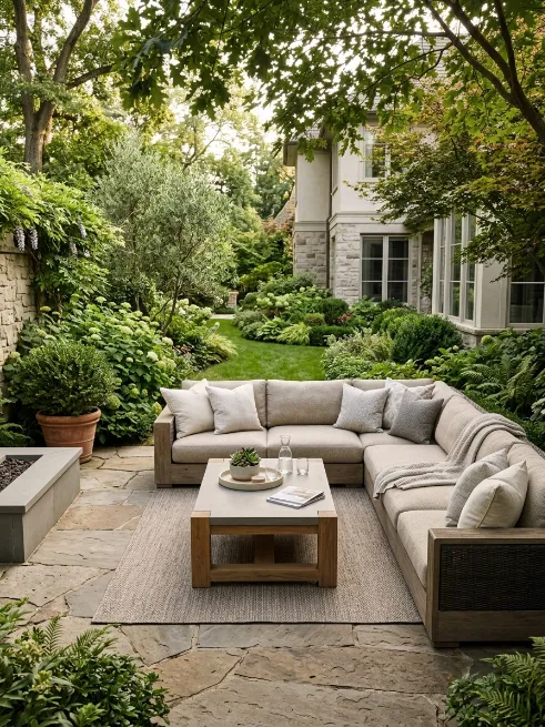 Outdoor sectional sofa setup