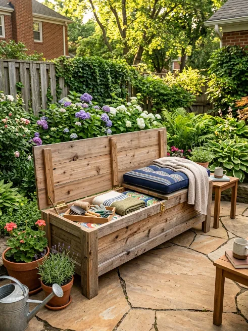 Outdoor storage bench