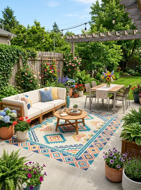 Paint an outdoor rug on your patio