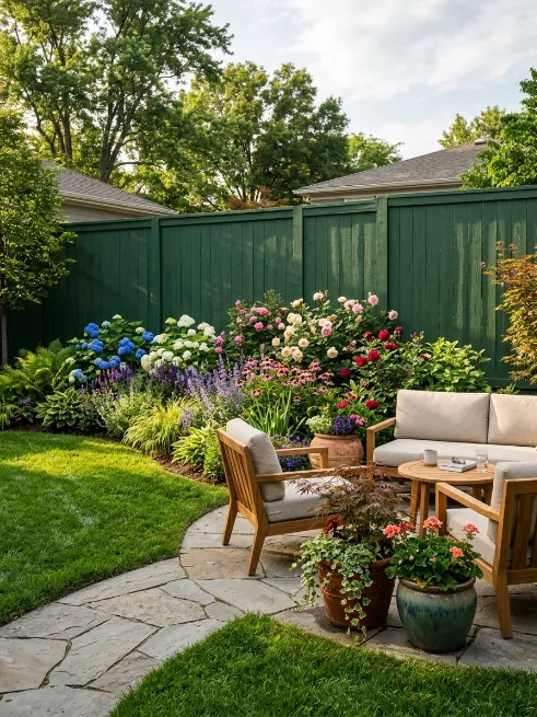 Painted fence with bold colors
