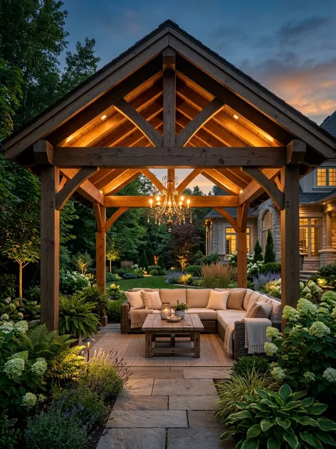 Pavilion with built in lighting