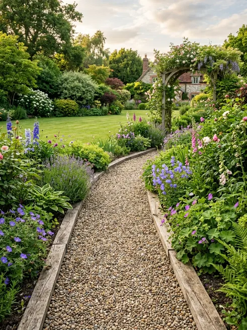Pea gravel path