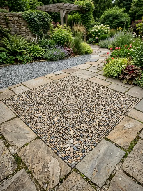 Pebble mosaics as ground art