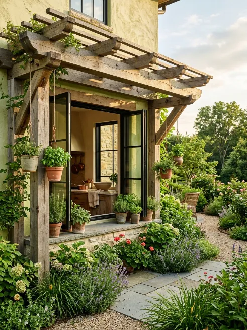 Pergola over a kitchen window