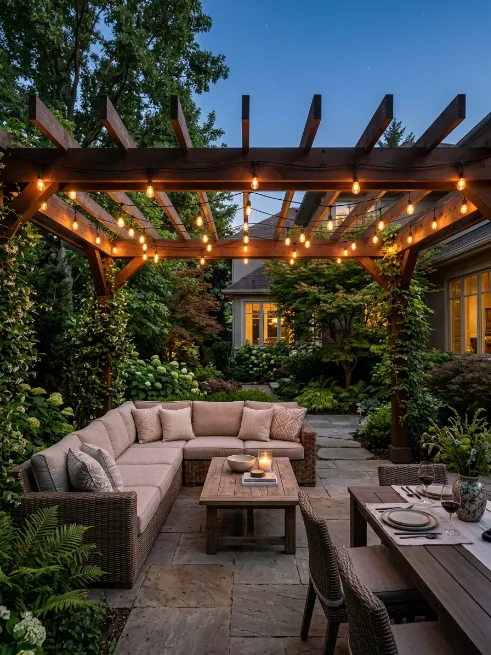 Pergola string lights with dimmer