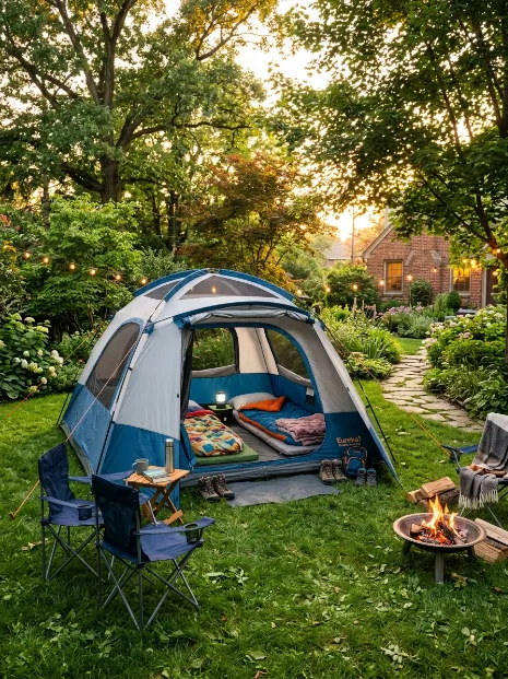 Pitch a real tent