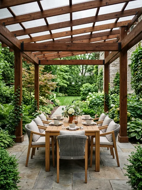 Polycarbonate roof pergola