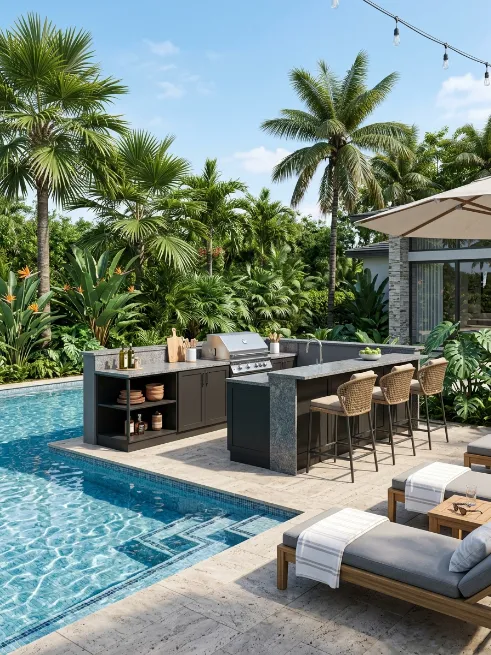 Poolside cooking station