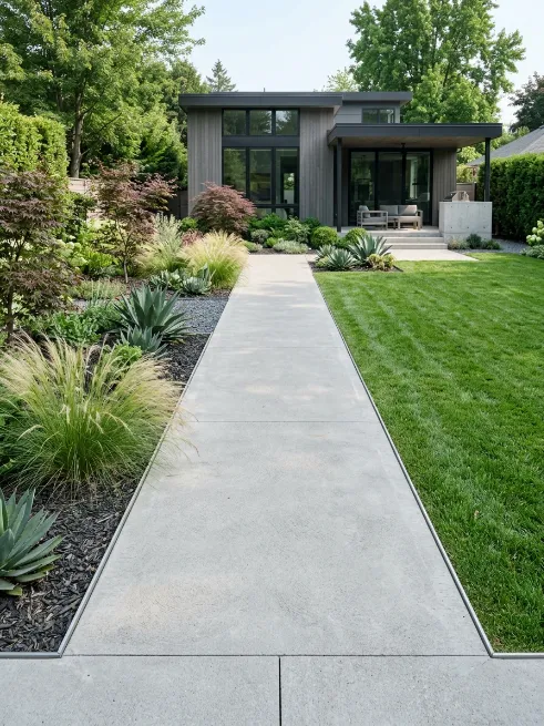 Poured concrete path
