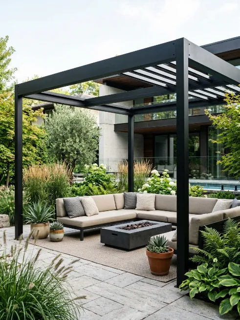 Powder coated aluminum pergola