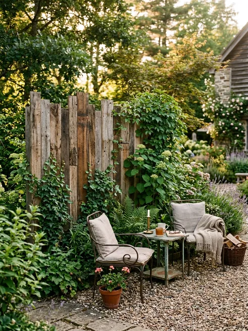 Privacy screens made from reclaimed wood